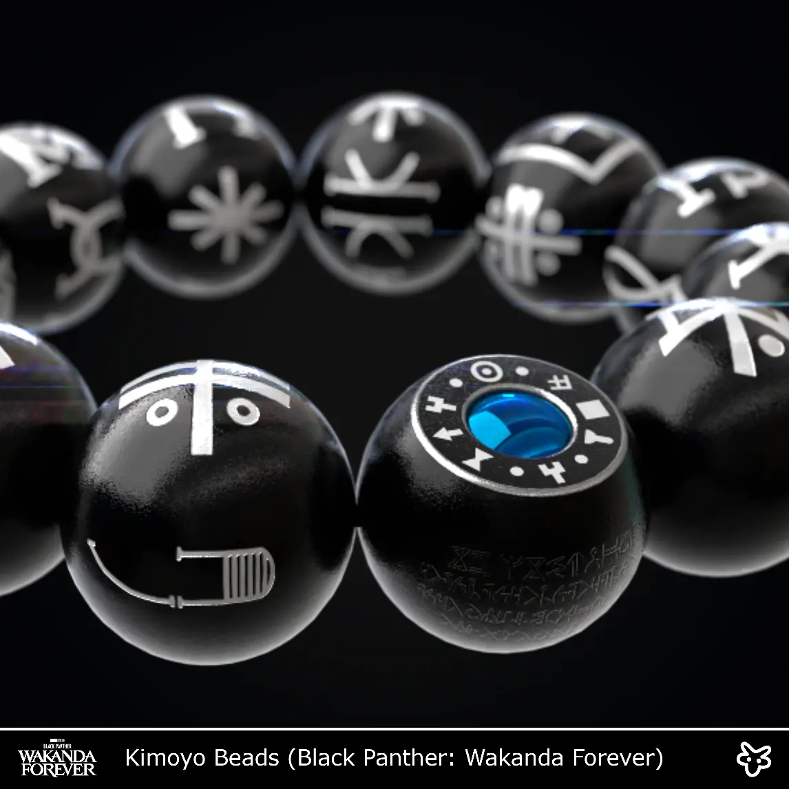 Render 3D del Kimoyo Beads, collar tecnológico de Shuri de Black Panther