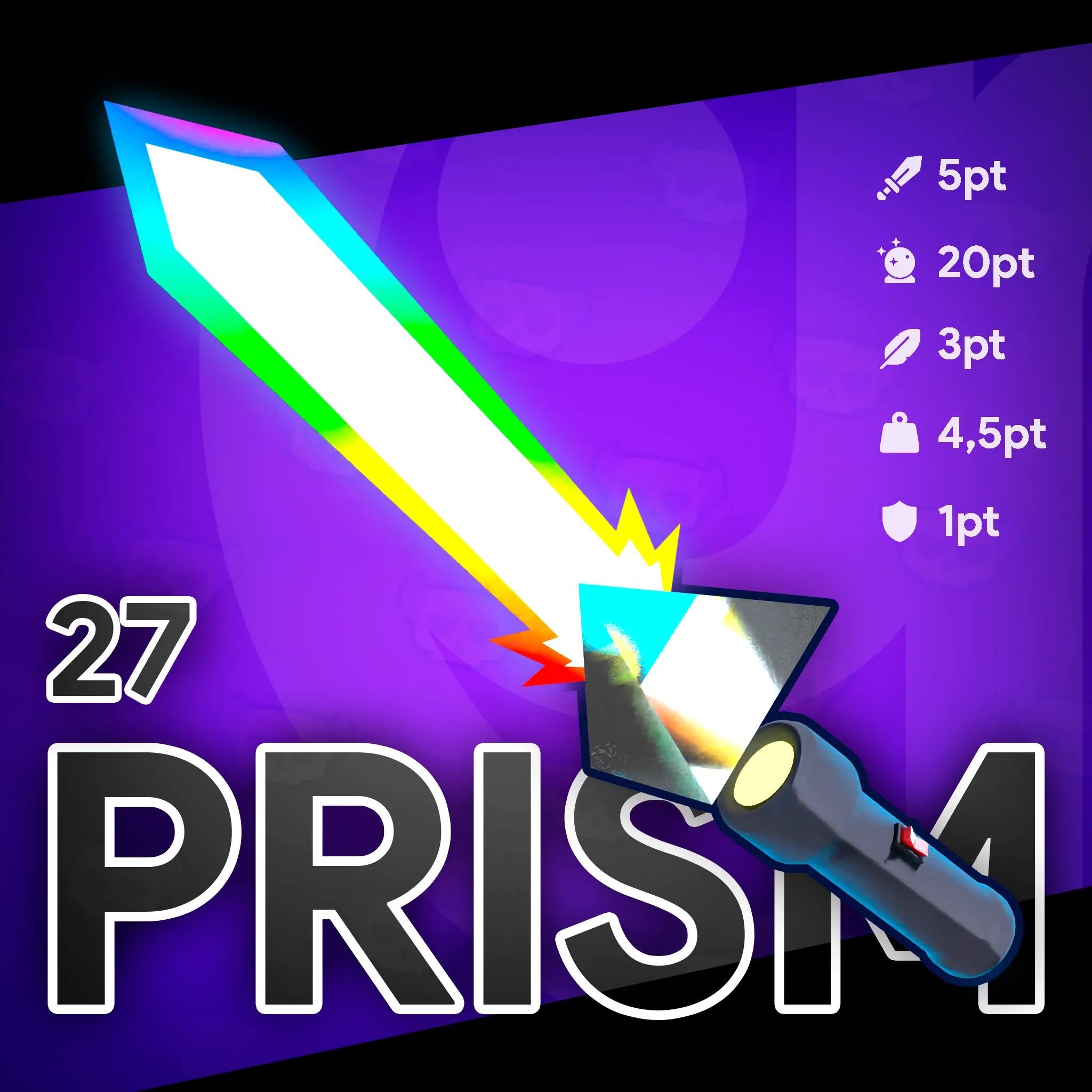 Render 3D de una espada prisma con efectos de luz